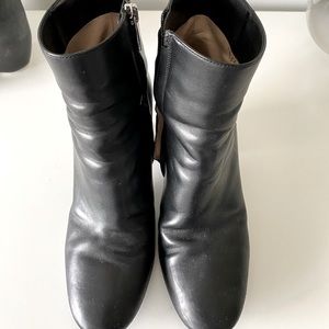 Black ankle boogie with covered leather heel